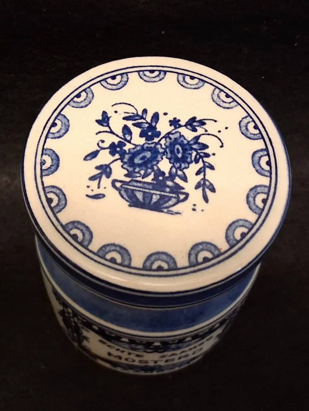 Vintage Delft Blue Zaanse Mosterd Jar - Windmill 